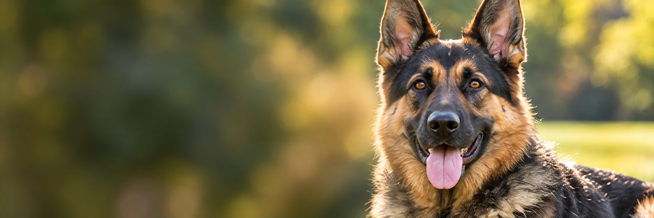 Happy German shepherd outdoors on Long Island, trained by Sublime K9